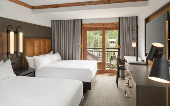A double queen room at The Hythe Vail