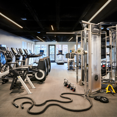 The fitness center at Hythe Vail