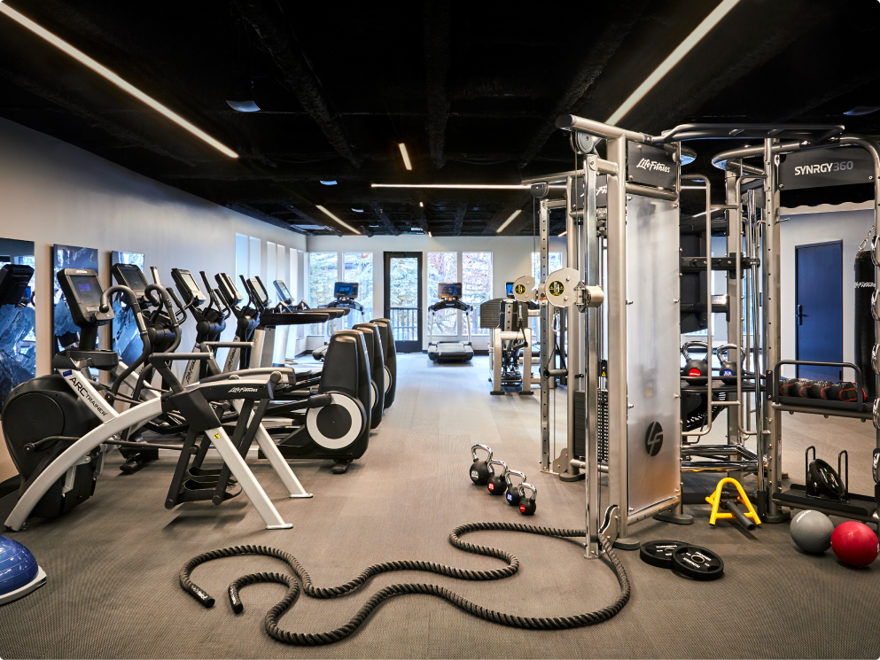 The fitness center at Hythe Vail