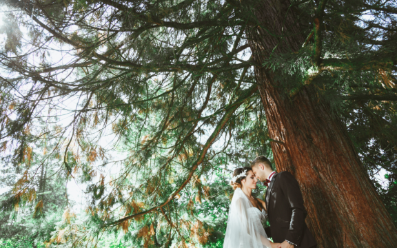 A bride and groom in Vail CO