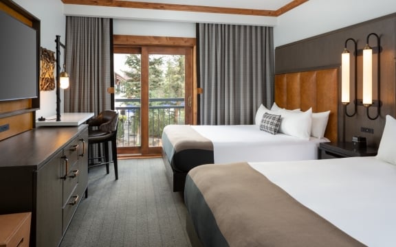 A two queen room at The Hythe Vail