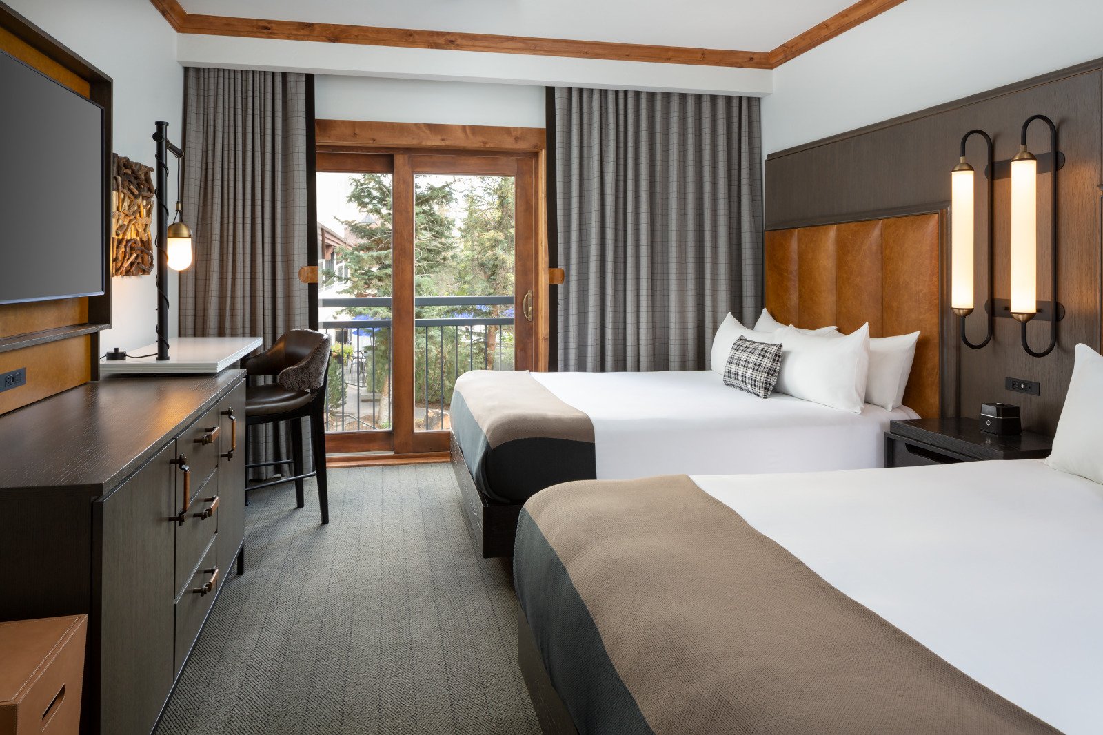 A two queen room at The Hythe Vail