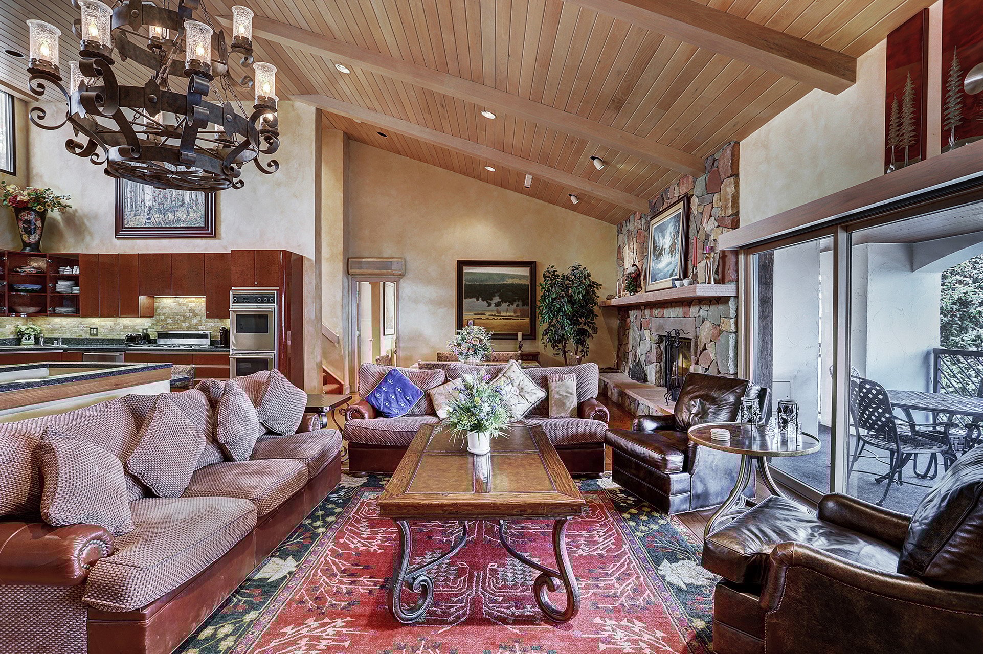 The living area from the 4 bedroom penthouse suite at The Hythe Vail