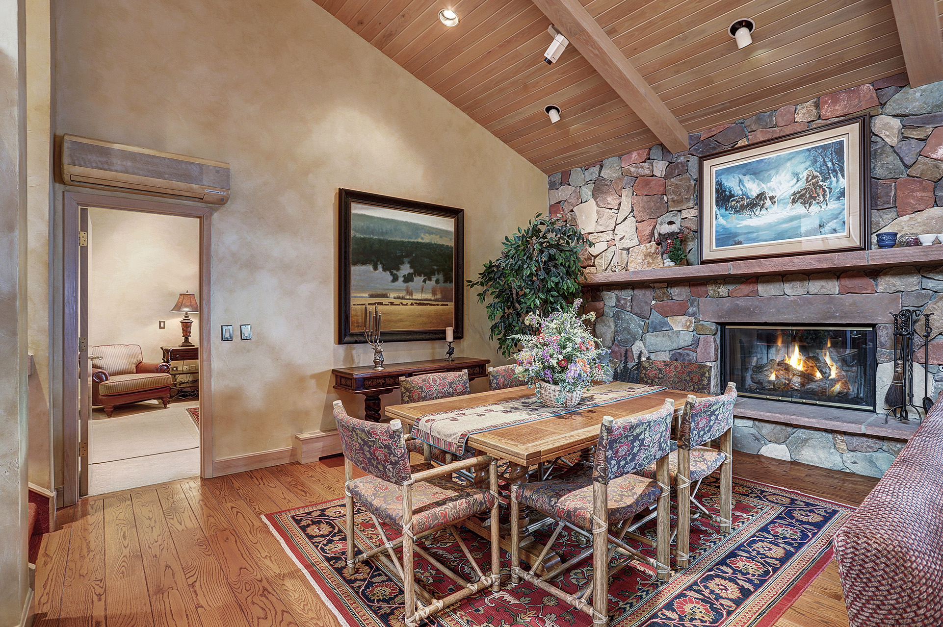 The dining room from the 4 bedroom penthouse suite at The Hythe Vail