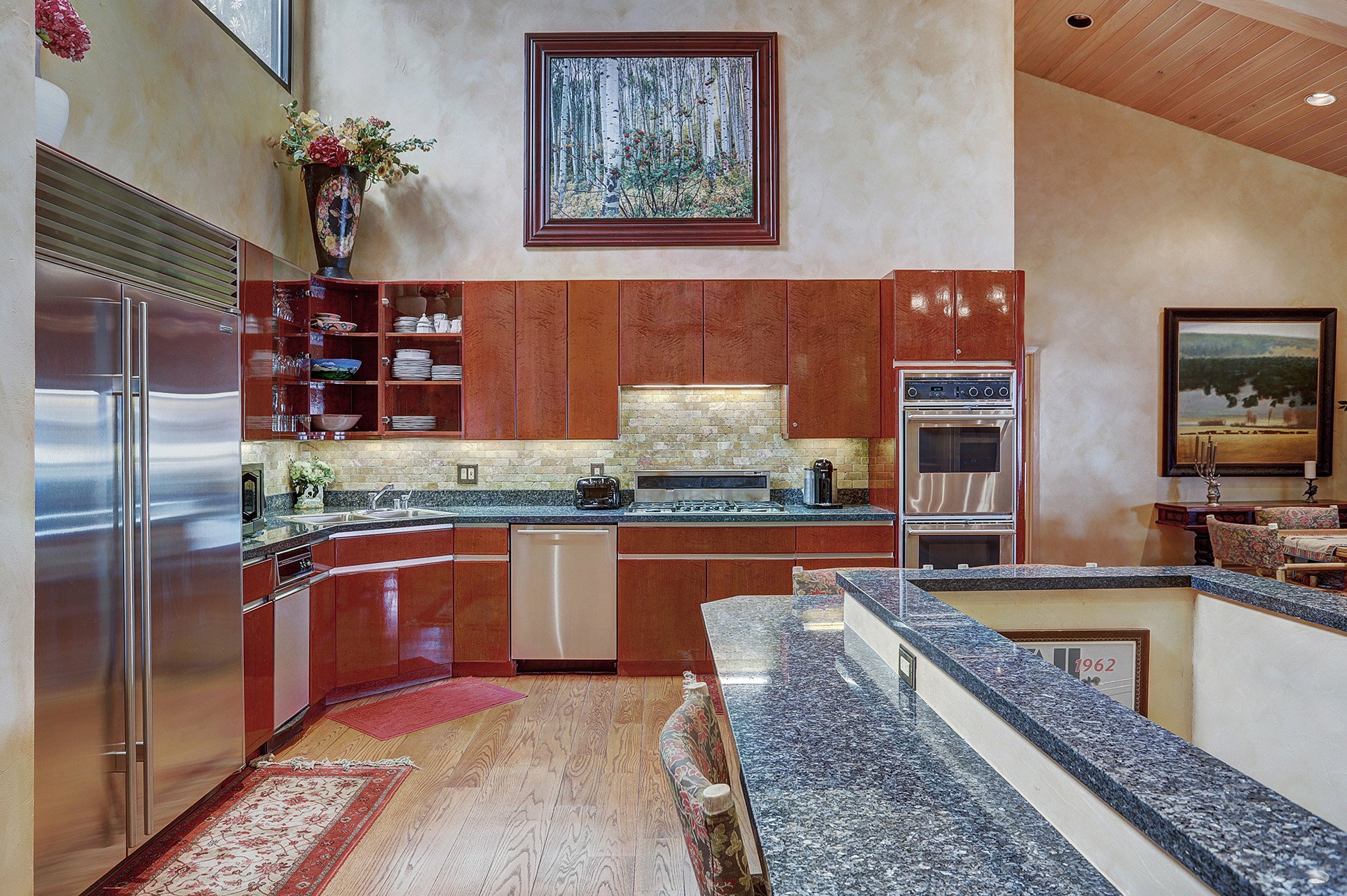The luxurious kitchen space from the 4 bedroom penthouse suite at The Hythe Vail