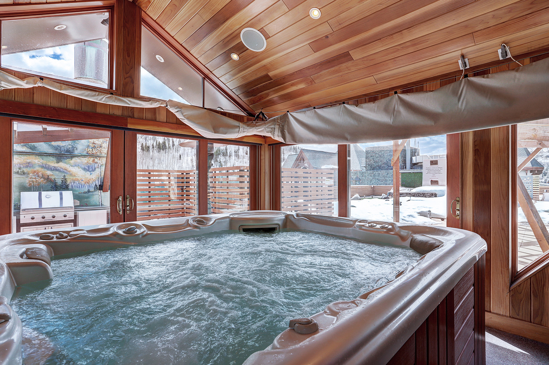 The hot tub from the 4 bedroom penthouse suite at The Hythe Vail