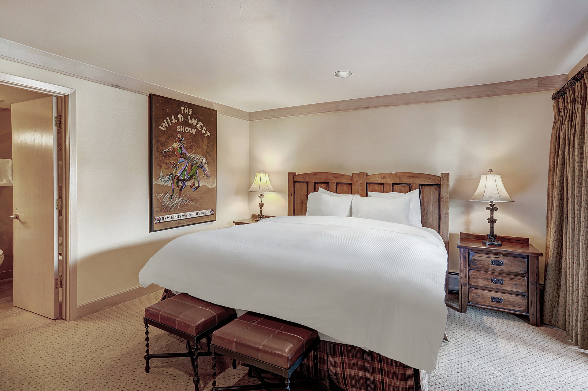 A double bed bedroom from the 4 bedroom penthouse suite at The Hythe Vail