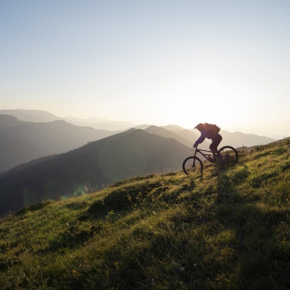 Mountain biker riding downhill