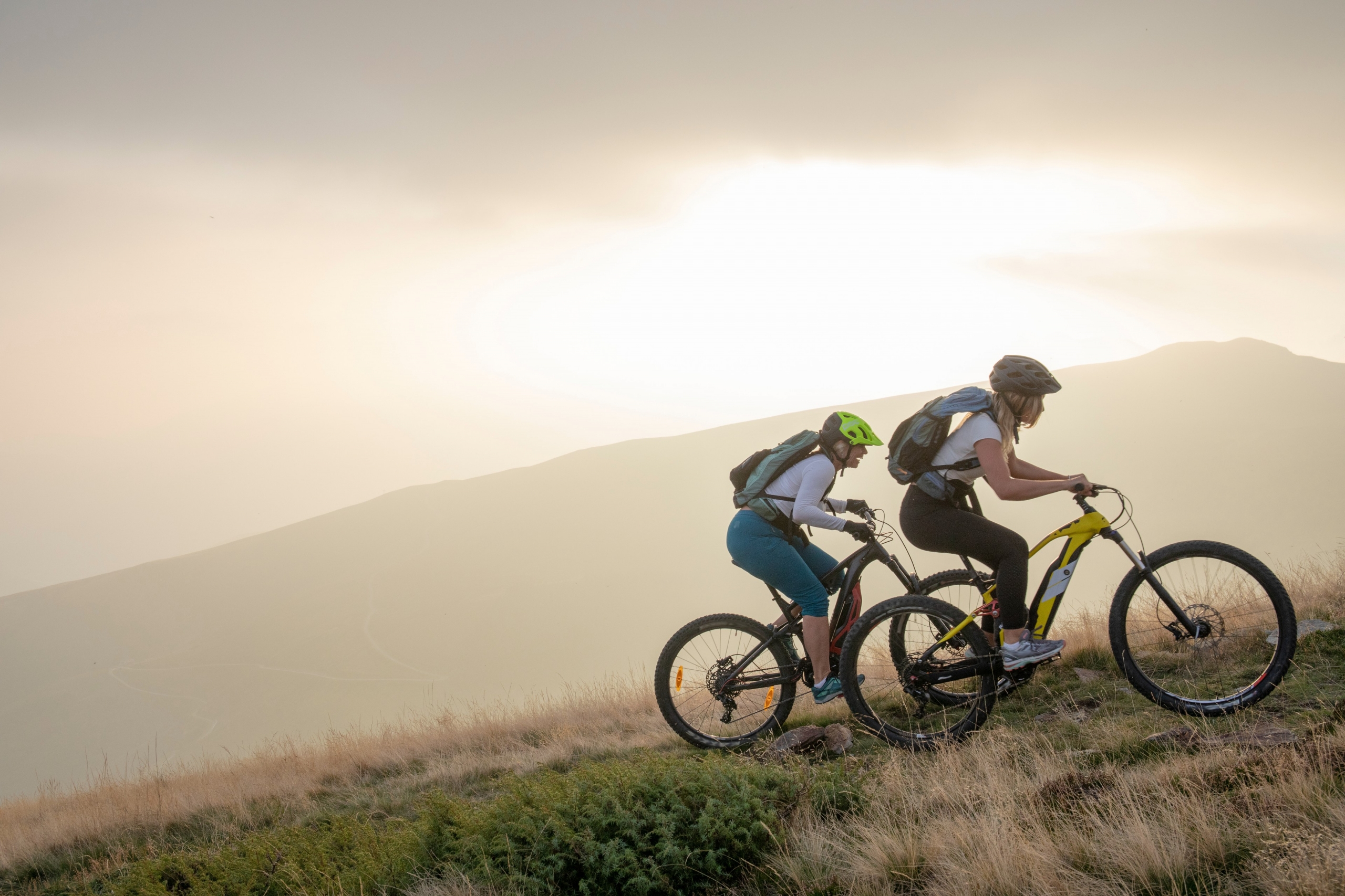 Two women mountain biking a trail in Vail CO