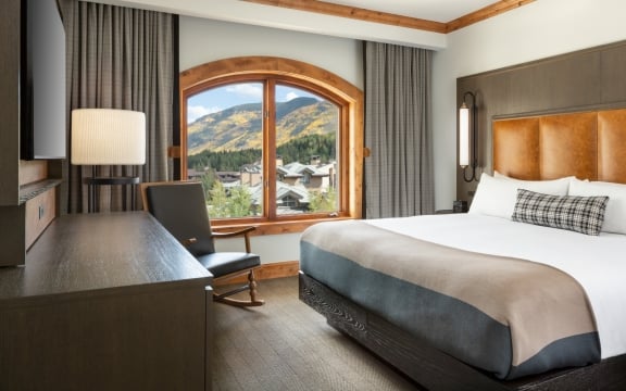 A king bed from the Jr Timberline Suite from The Hythe Vail CO