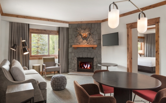 The living room of the Junior Suite from The Hythe Vail CO