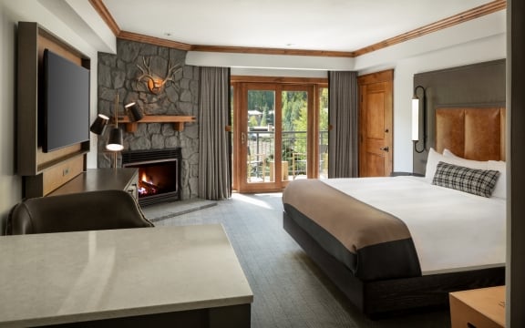 A studio king room at The Hythe Vail