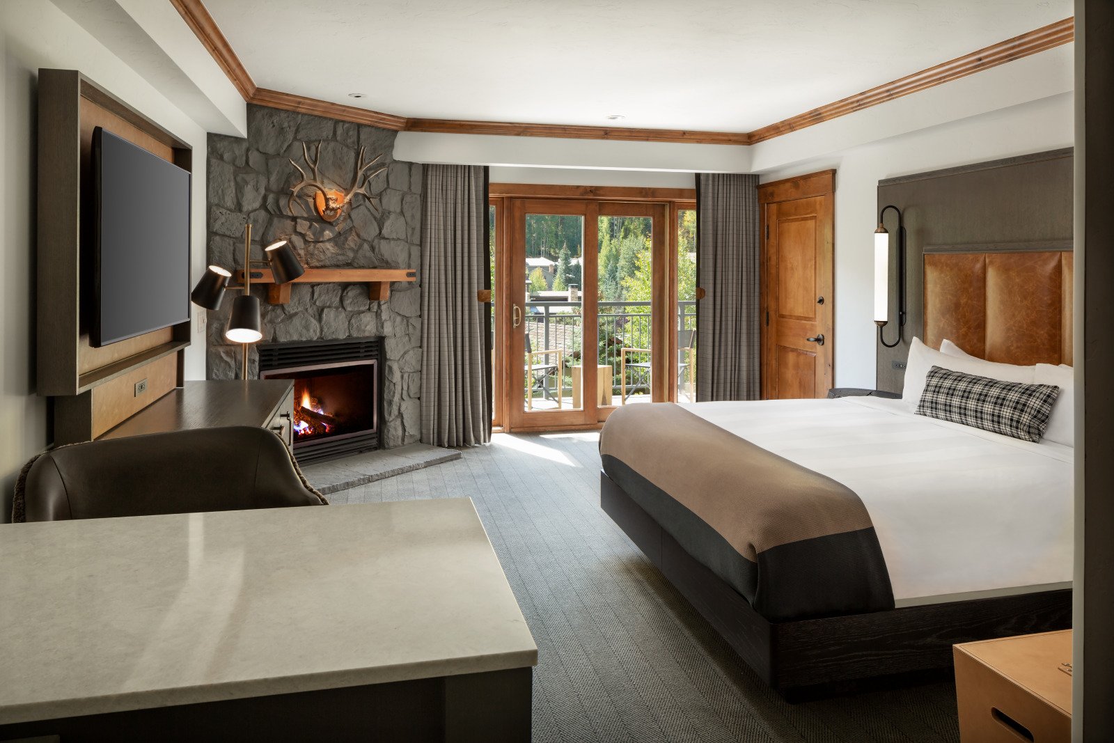 A studio king room at The Hythe Vail