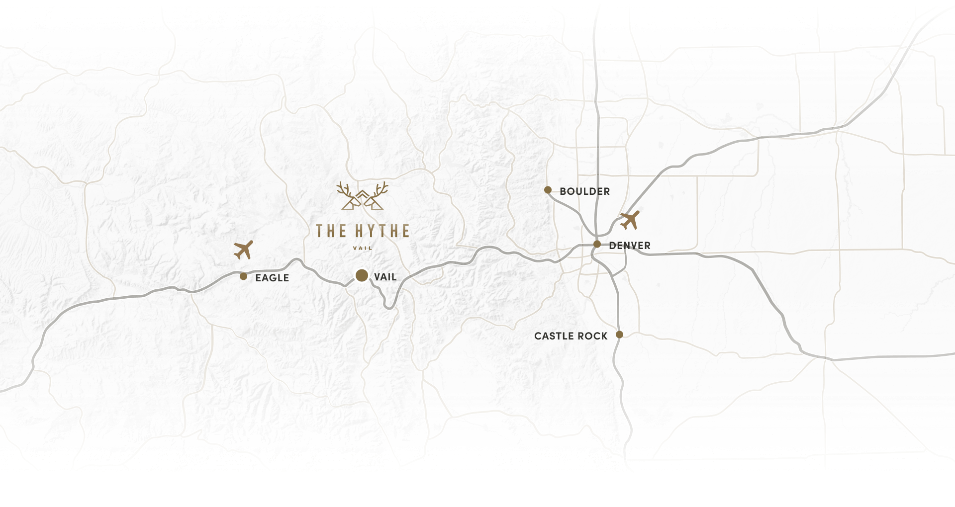 A map of The Hythe Vail and Colorado