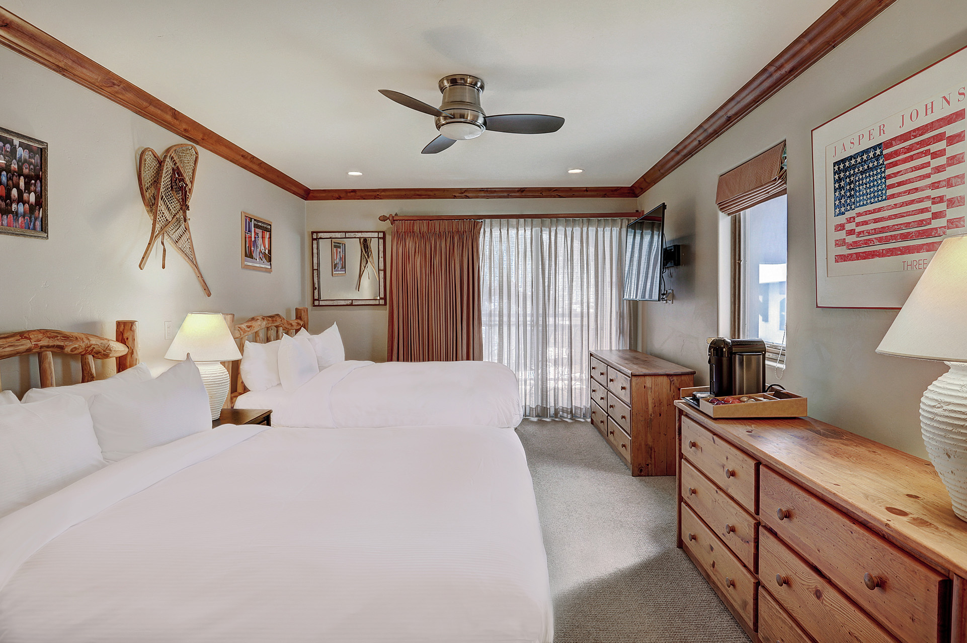 Two double beds from the 3 bedroom suite at The Hythe Vail CO
