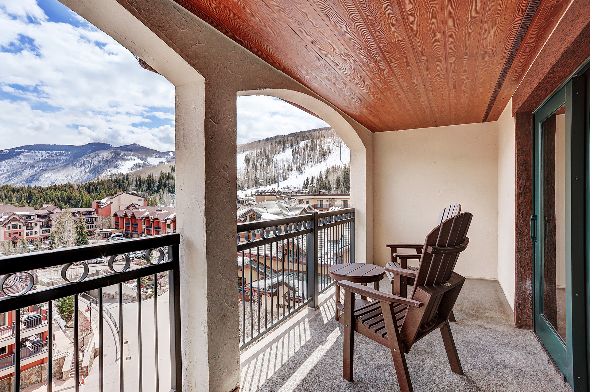 The balcony overlooking Vail from a 1 bedroom suite at The Hythe Vail CO