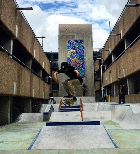 A person skateboarding in a Vail CO skatepark