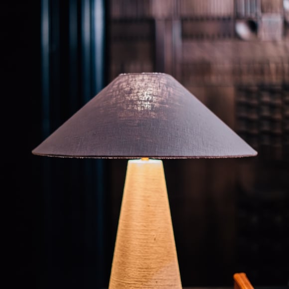 A lamp sitting on a table