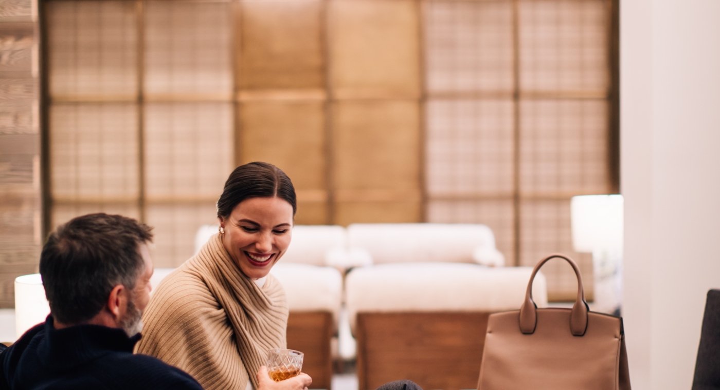 couple relaxing with beverages